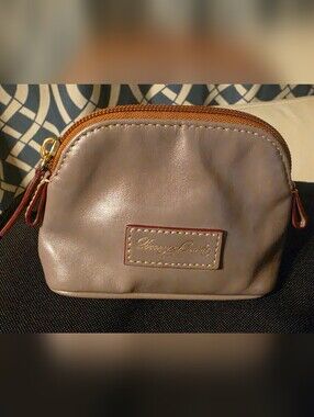 Dooney&Bourke Taupe/Gray Leather card/coin pouch
